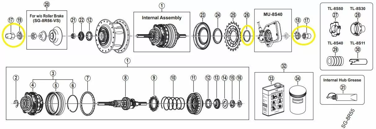 SHIMANO KLEINTEILE STEPS/SG-8R56/C56 ROAD AF 7R/7L M.HUTMUTTER 1 SHIMANO KLEINTEILE STEPS/SG-8R56/C56 ROAD AF 7R/7L M.HUTMUTTER